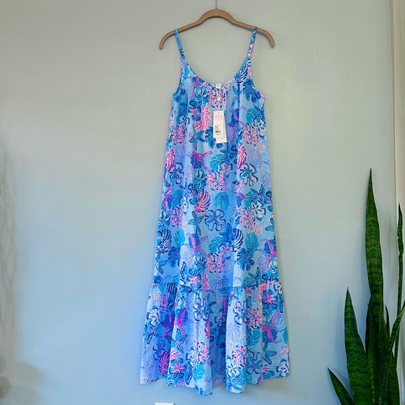 Lilly Pulitzer Amerie Linen Midi Dress Multi Bahamas Beachcomber NWT - Picture 6 of 12